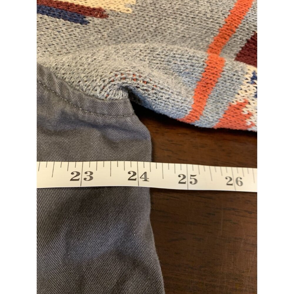 Thread & Supply L Gray Button Up Shacket Aztec Knitted Sleeves 4 Pockets - Picture 5 of 8